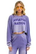 Classic AN 3D CROPPED CREW SWEATSHIRT RELAXED - FADED GRAPE