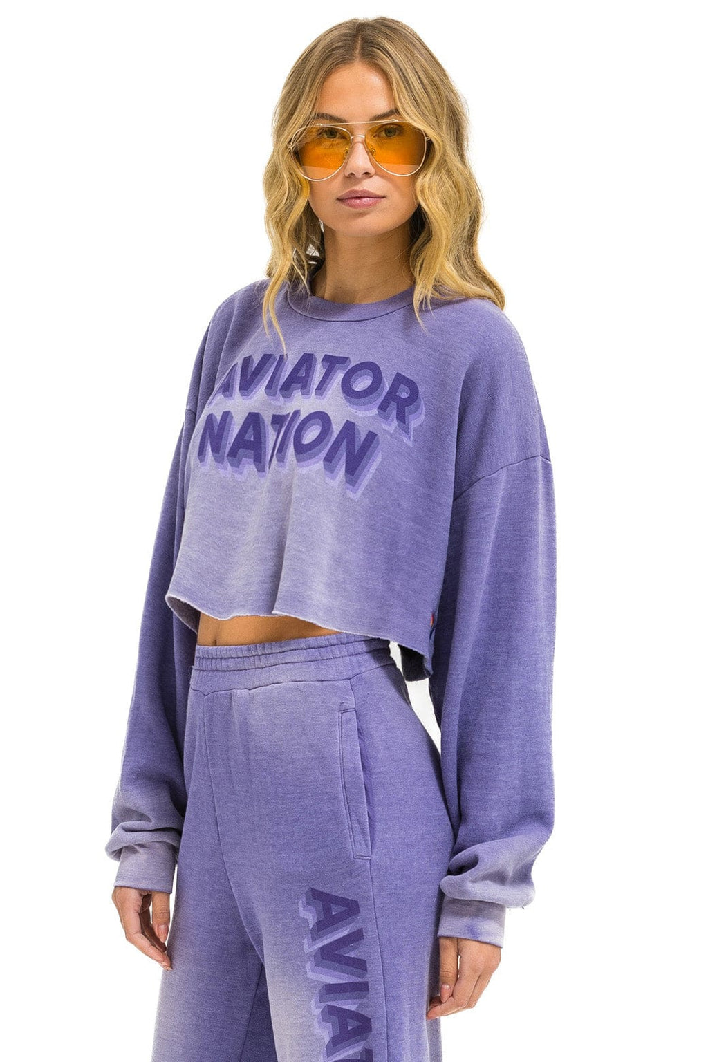 Classic AN 3D CROPPED CREW SWEATSHIRT RELAXED - FADED GRAPE