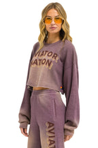 Classic AN 3D CROPPED CREW SWEATSHIRT RELAXED - FADED MOCHA