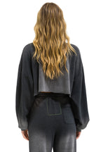 Classic AN 3D CROPPED CREW SWEATSHIRT RELAXED - FADED SMOKE