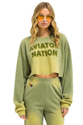 Classic AN 3D CROPPED CREW SWEATSHIRT RELAXED - FADED ARMY
