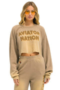 Classic AN 3D CROPPED CREW SWEATSHIRT RELAXED - FADED TAN