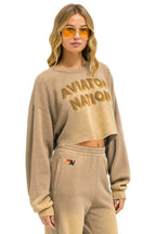 Classic AN 3D CROPPED CREW SWEATSHIRT RELAXED - FADED TAN