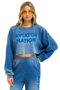 Classic AN 3D CROPPED CREW SWEATSHIRT RELAXED - FADED WATER
