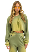 Classic BOLT STITCH CROPPED CREW SWEATSHIRT RELAXED - FADED ARMY
