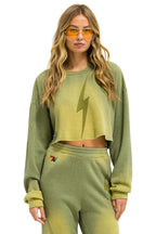 Classic BOLT STITCH CROPPED CREW SWEATSHIRT RELAXED - FADED ARMY