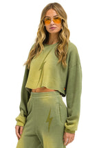 Classic BOLT STITCH CROPPED CREW SWEATSHIRT RELAXED - FADED ARMY