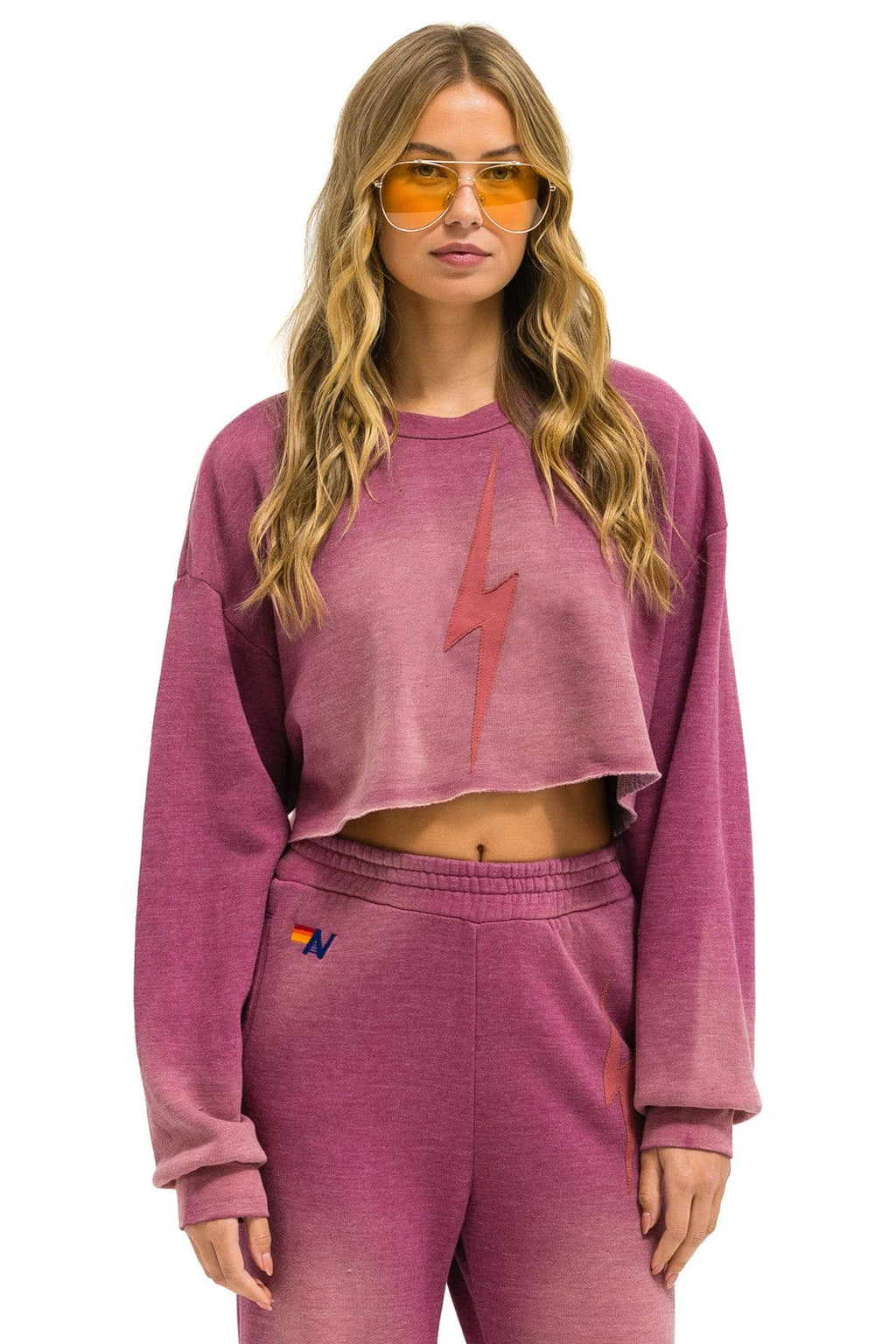 Classic BOLT STITCH CROPPED CREW SWEATSHIRT RELAXED - FADED BERRY