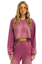 Classic BOLT STITCH CROPPED CREW SWEATSHIRT RELAXED - FADED BERRY