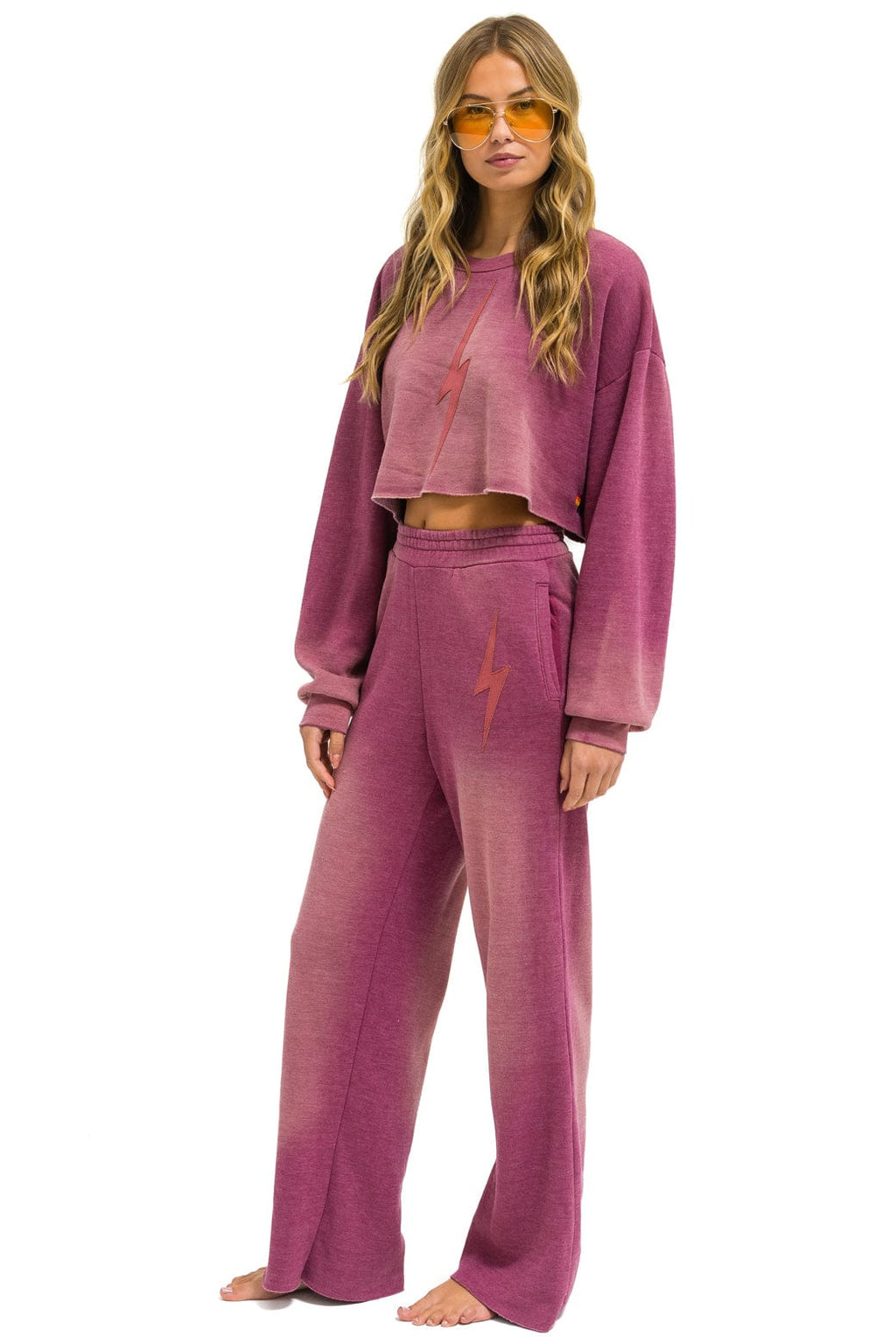 Classic BOLT STITCH CROPPED CREW SWEATSHIRT RELAXED - FADED BERRY