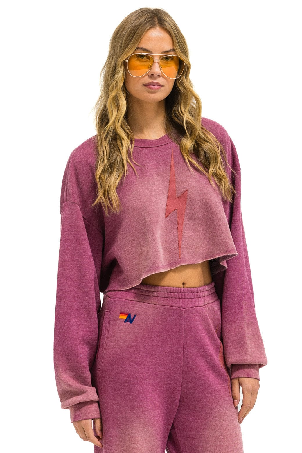 Classic BOLT STITCH CROPPED CREW SWEATSHIRT RELAXED - FADED BERRY