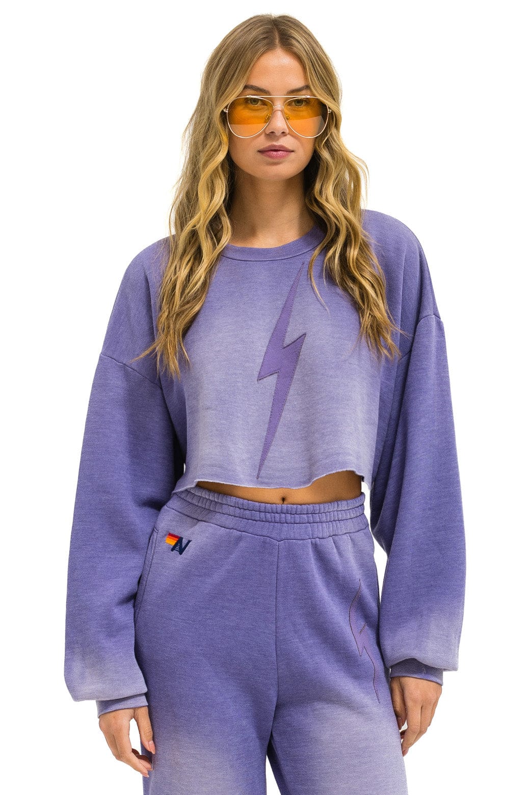 Classic BOLT STITCH CROPPED CREW SWEATSHIRT RELAXED - FADED GRAPE