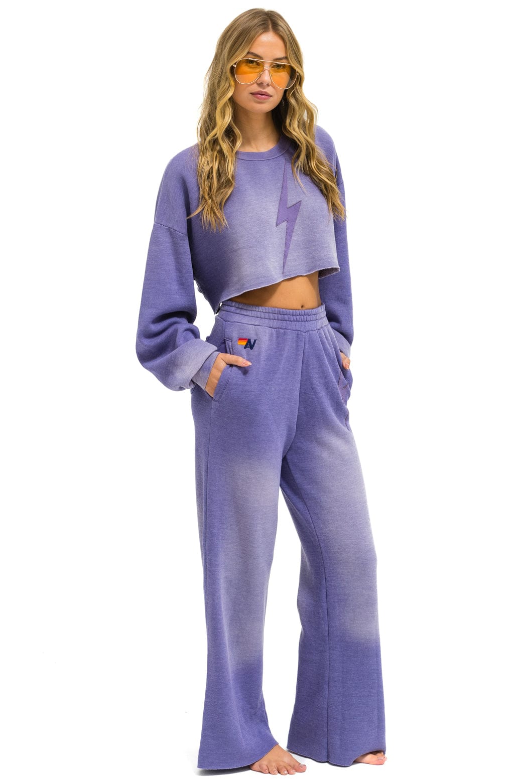 Classic BOLT STITCH WIDE LEG POCKET SWEATPANTS - FADED GRAPE