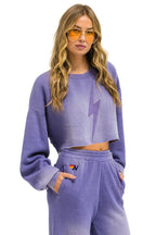 Classic BOLT STITCH CROPPED CREW SWEATSHIRT RELAXED - FADED GRAPE