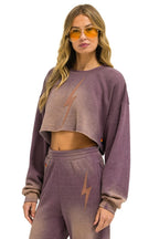 Classic BOLT STITCH CROPPED CREW SWEATSHIRT RELAXED - FADED MOCHA