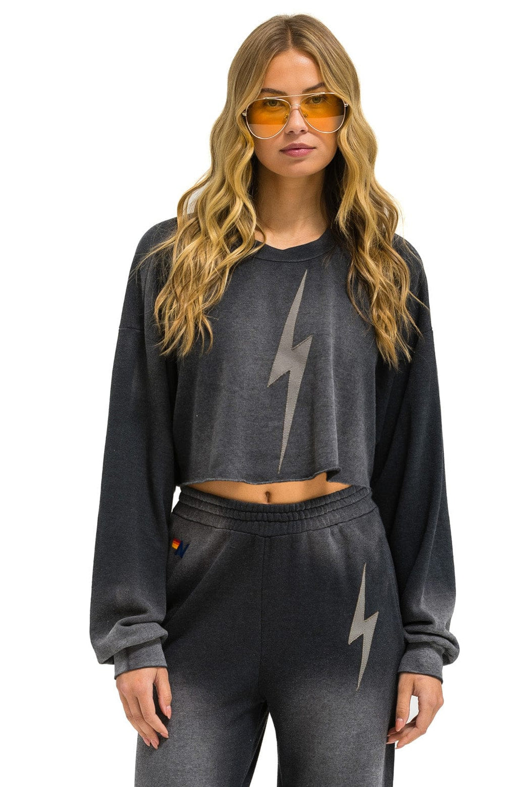 Classic BOLT STITCH CROPPED CREW SWEATSHIRT RELAXED - FADED SMOKE