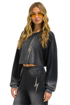 Classic BOLT STITCH CROPPED CREW SWEATSHIRT RELAXED - FADED SMOKE
