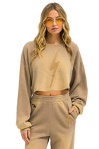 Classic BOLT STITCH CROPPED CREW SWEATSHIRT RELAXED - FADED TAN