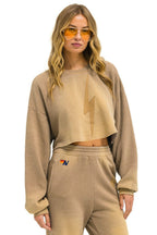 Classic BOLT STITCH CROPPED CREW SWEATSHIRT RELAXED - FADED TAN