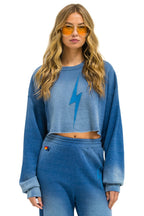 Classic BOLT STITCH CROPPED CREW SWEATSHIRT RELAXED - FADED WATER
