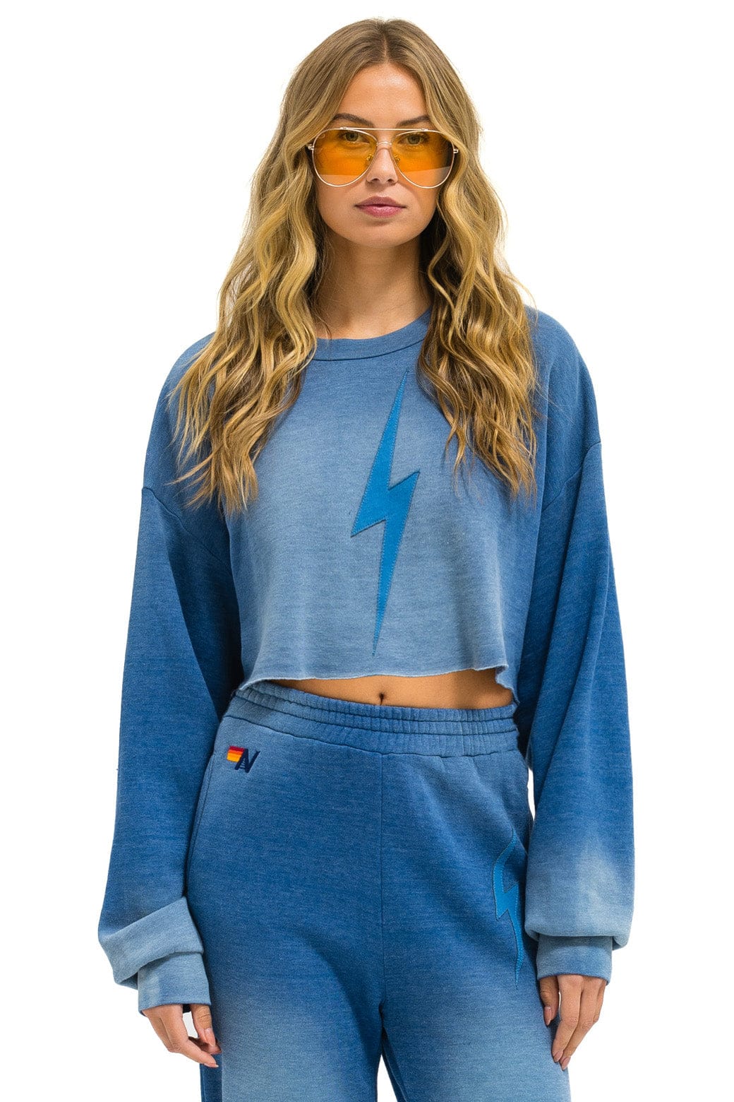 Classic BOLT STITCH CROPPED CREW SWEATSHIRT RELAXED - FADED WATER