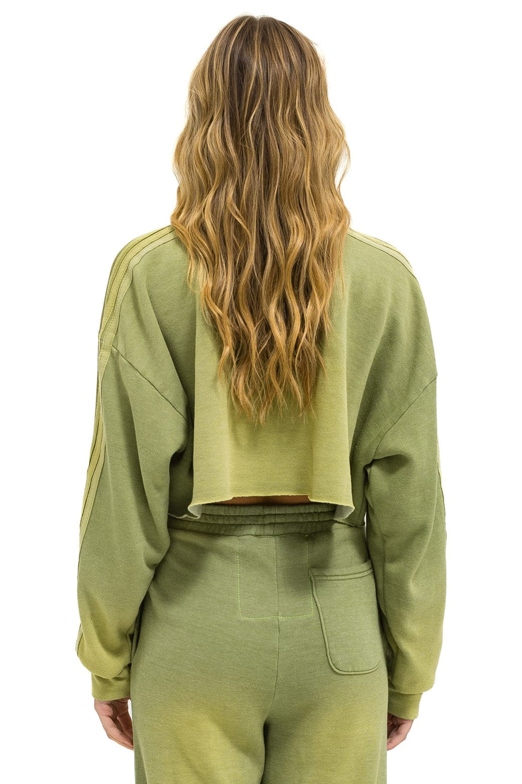 Classic CLASSIC STRIPE CROPPED CREW SWEATSHIRT RELAXED - FADED ARMY