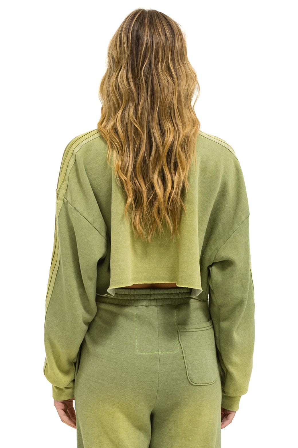 Classic CLASSIC STRIPE CROPPED CREW SWEATSHIRT RELAXED - FADED ARMY
