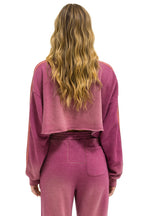 Classic CLASSIC STRIPE CROPPED CREW SWEATSHIRT RELAXED - FADED BERRY
