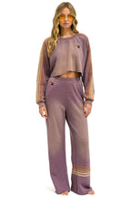 Classic CLASSIC STRIPE CROPPED CREW SWEATSHIRT RELAXED - FADED MOCHA