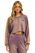 Classic CLASSIC STRIPE CROPPED CREW SWEATSHIRT RELAXED - FADED MOCHA