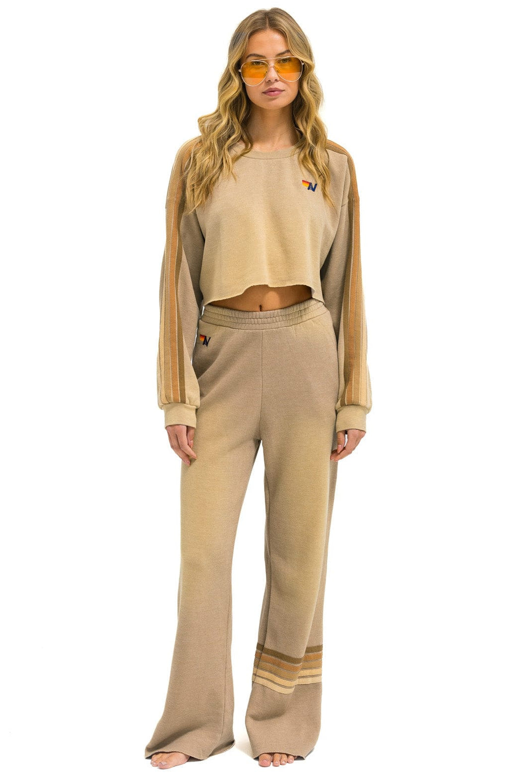 Classic RUGBY STITCH WIDE LEG POCKET SWEATPANTS - FADED TAN