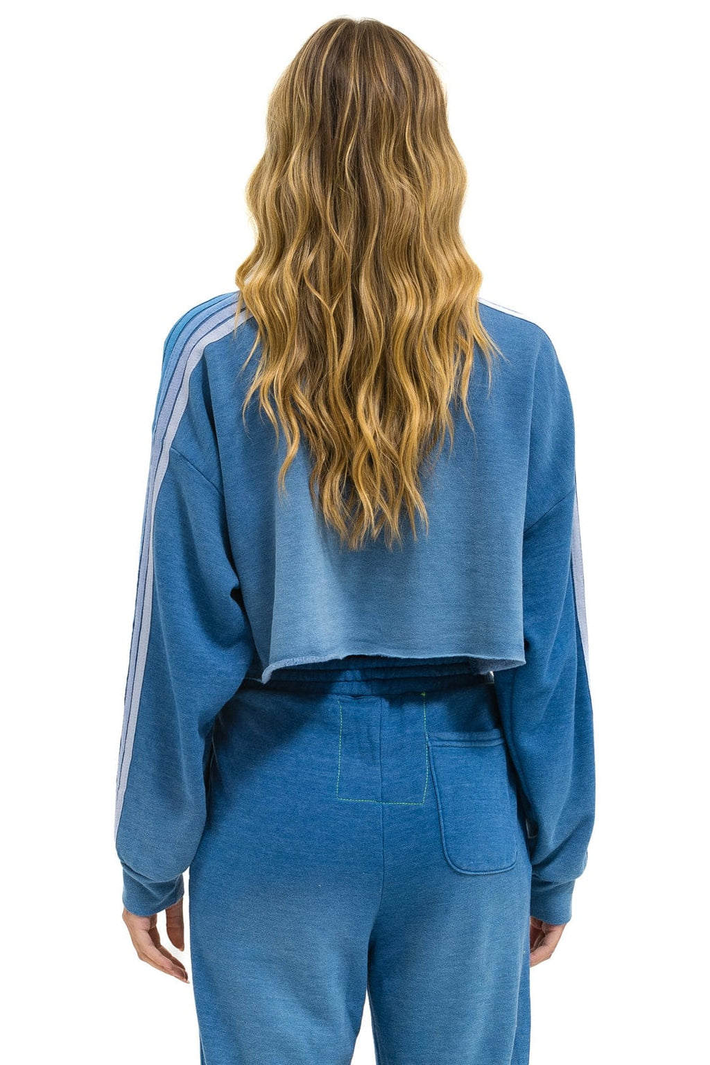 Classic CLASSIC STRIPE CROPPED CREW SWEATSHIRT RELAXED - FADED WATER