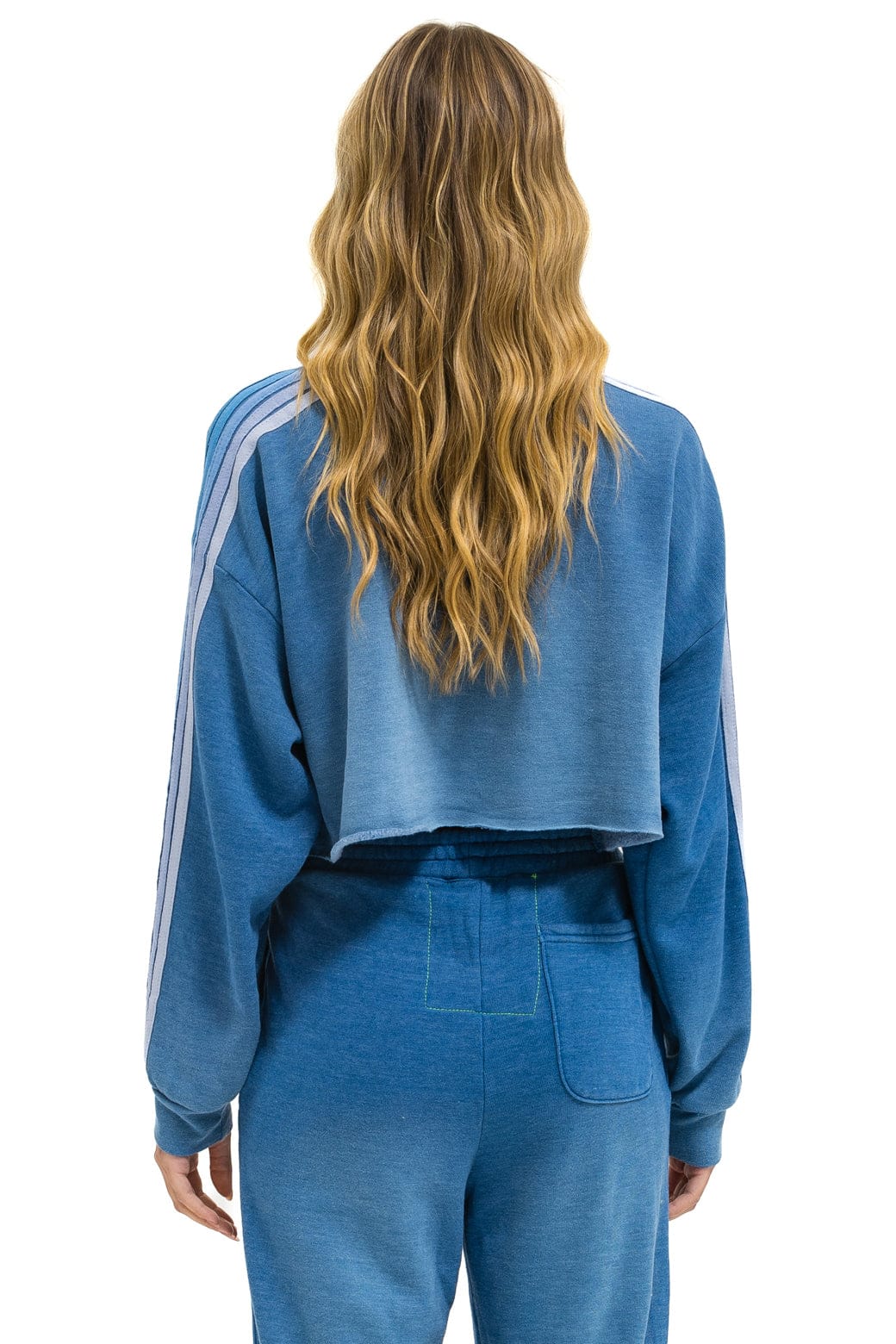 Classic CLASSIC STRIPE CROPPED CREW SWEATSHIRT RELAXED - FADED WATER