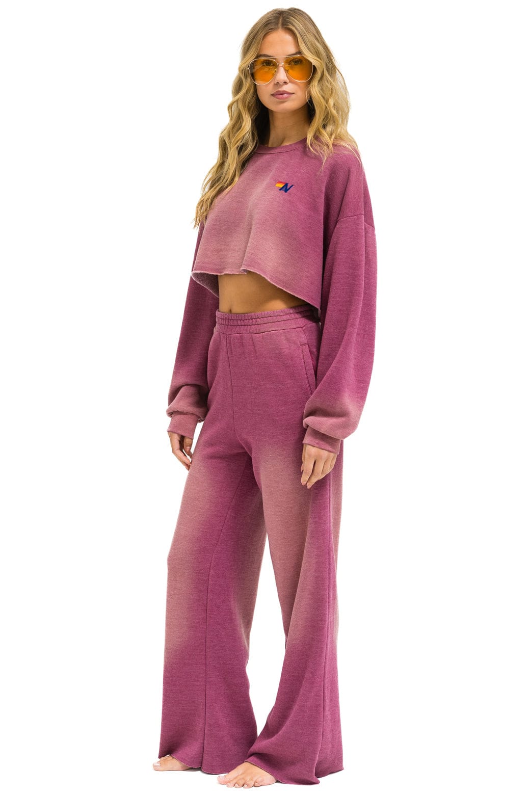Classic ESSENTIAL WIDE LEG POCKET SWEATPANTS - FADED BERRY