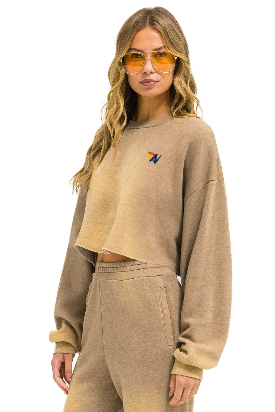 Classic ESSENTIAL CROPPED CREW SWEATSHIRT RELAXED - FADED TAN
