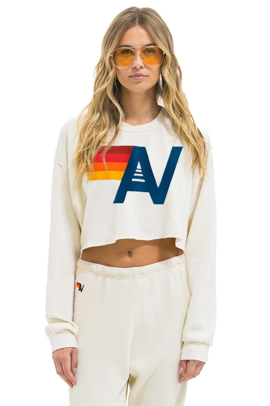 Classic LOGO CROPPED CREW SWEATSHIRT RELAXED - VINTAGE WHITE