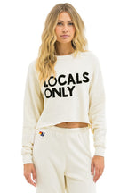 Classic LOCALS ONLY CROPPED CREW SWEATSHIRT RELAXED - VINTAGE WHITE