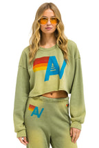 Classic VINTAGE LOGO CROPPED CREW SWEATSHIRT RELAXED - FADED ARMY