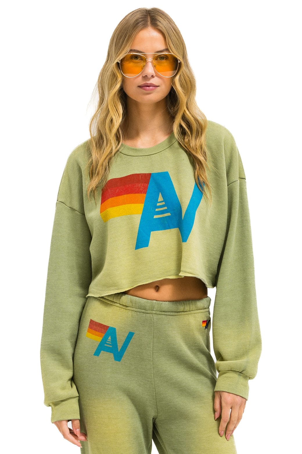 Classic VINTAGE LOGO CROPPED CREW SWEATSHIRT RELAXED - FADED ARMY