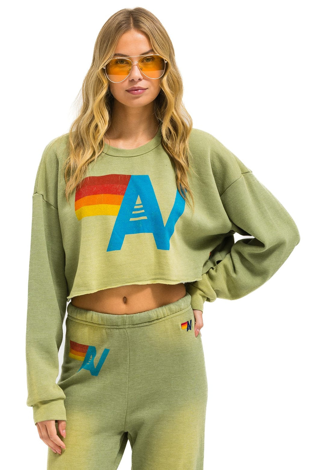 Classic VINTAGE LOGO CROPPED CREW SWEATSHIRT RELAXED - FADED ARMY
