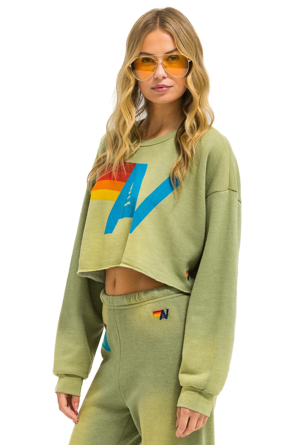 Classic VINTAGE LOGO CROPPED CREW SWEATSHIRT RELAXED - FADED ARMY
