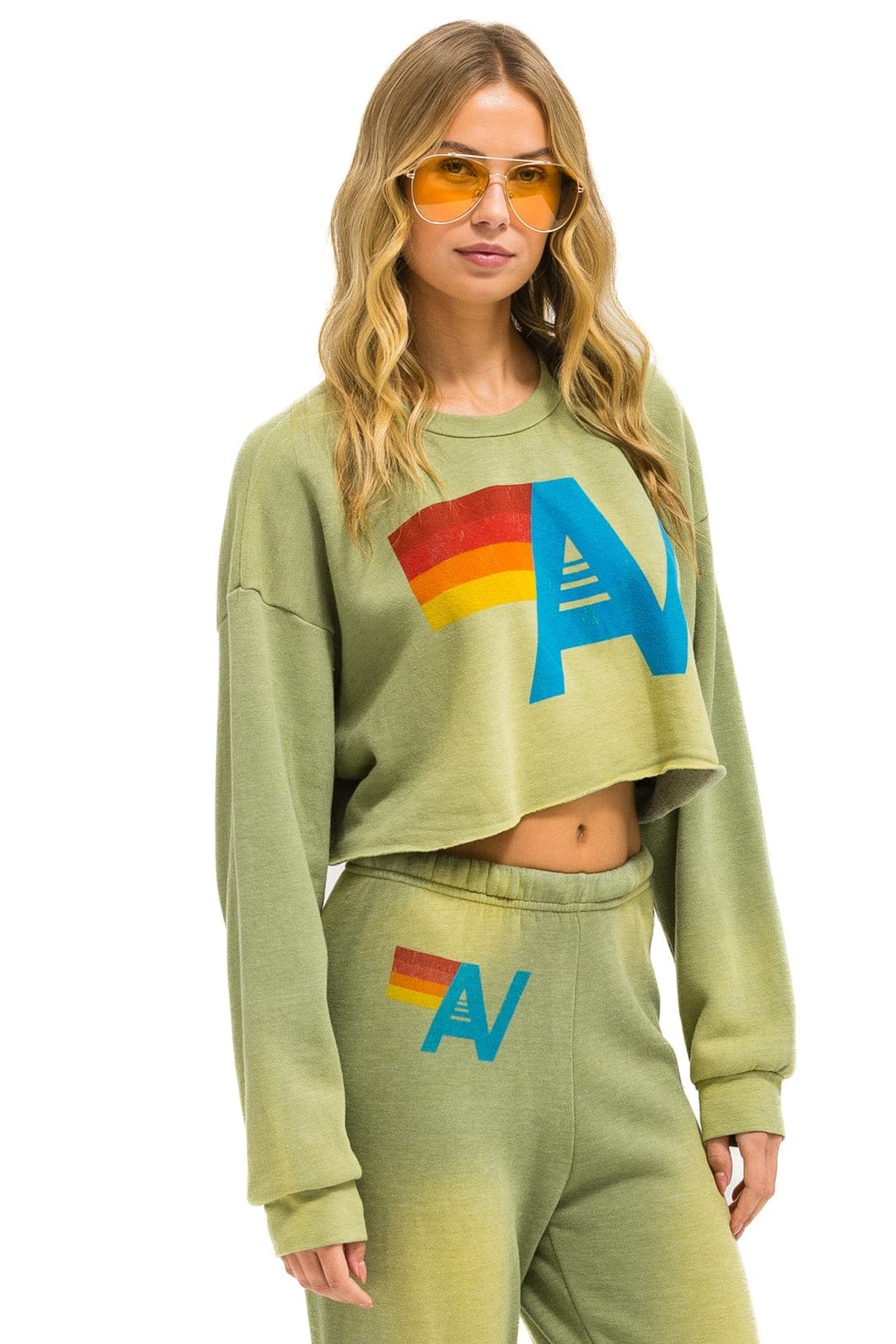 Classic VINTAGE LOGO CROPPED CREW SWEATSHIRT RELAXED - FADED ARMY