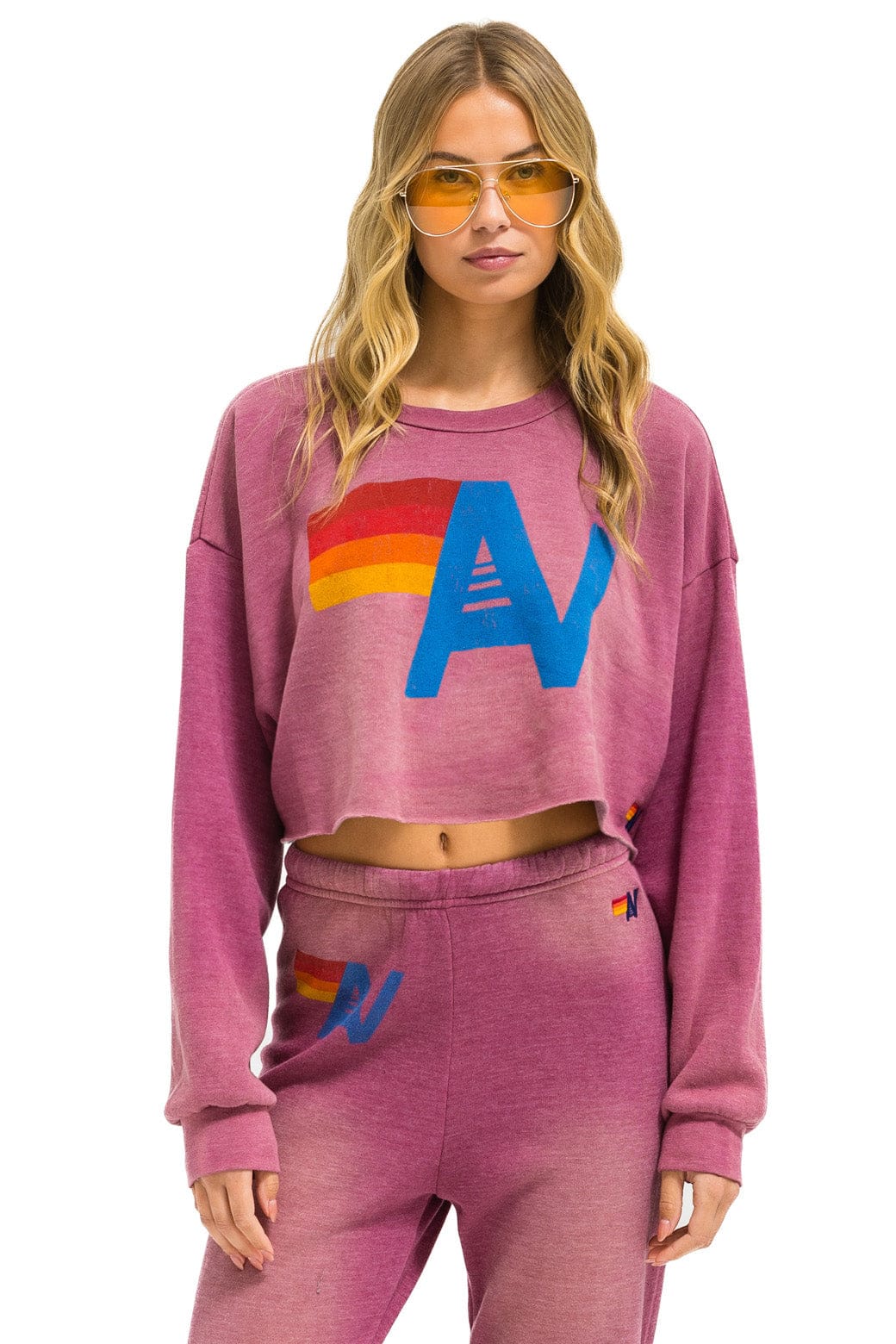 Classic VINTAGE LOGO CROPPED CREW SWEATSHIRT RELAXED - FADED BERRY