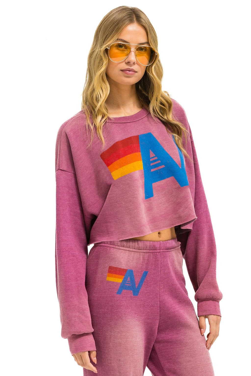 Classic VINTAGE LOGO CROPPED CREW SWEATSHIRT RELAXED - FADED BERRY