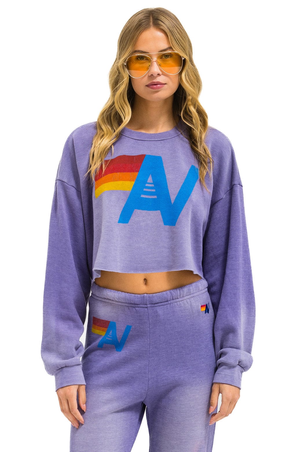 Classic VINTAGE LOGO CROPPED CREW SWEATSHIRT RELAXED - FADED GRAPE