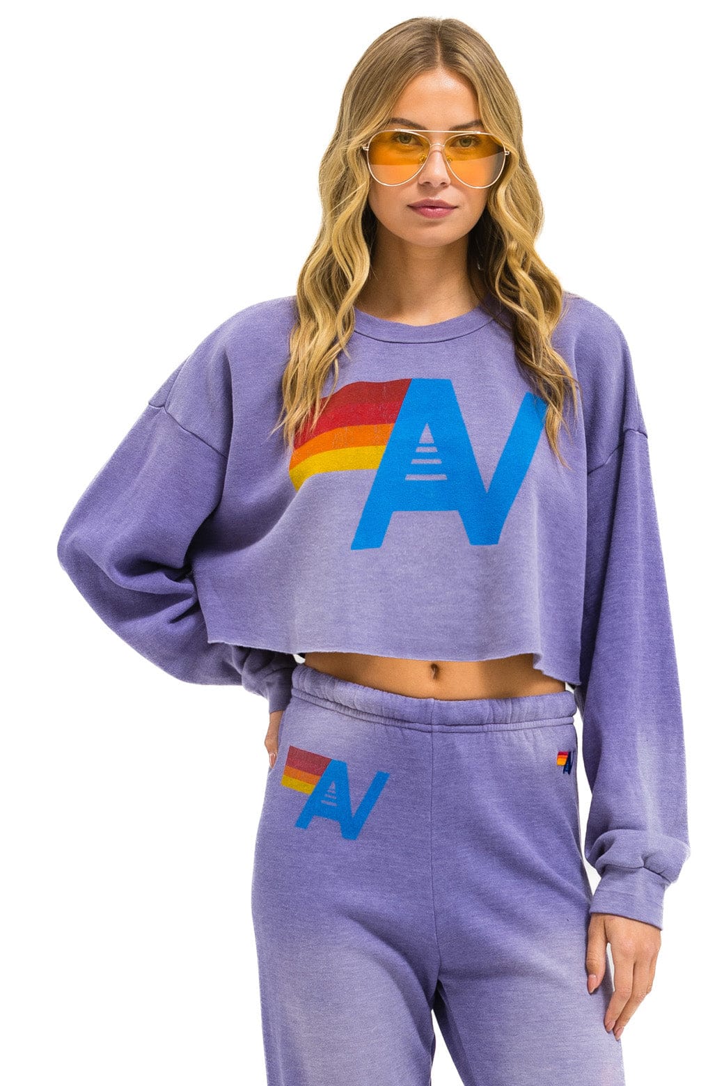 Classic VINTAGE LOGO CROPPED CREW SWEATSHIRT RELAXED - FADED GRAPE