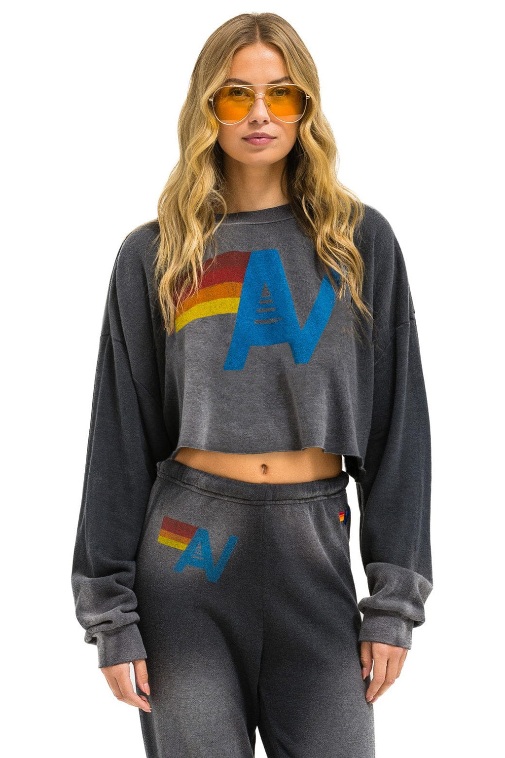 Classic VINTAGE LOGO CROPPED CREW SWEATSHIRT RELAXED - FADED SMOKE