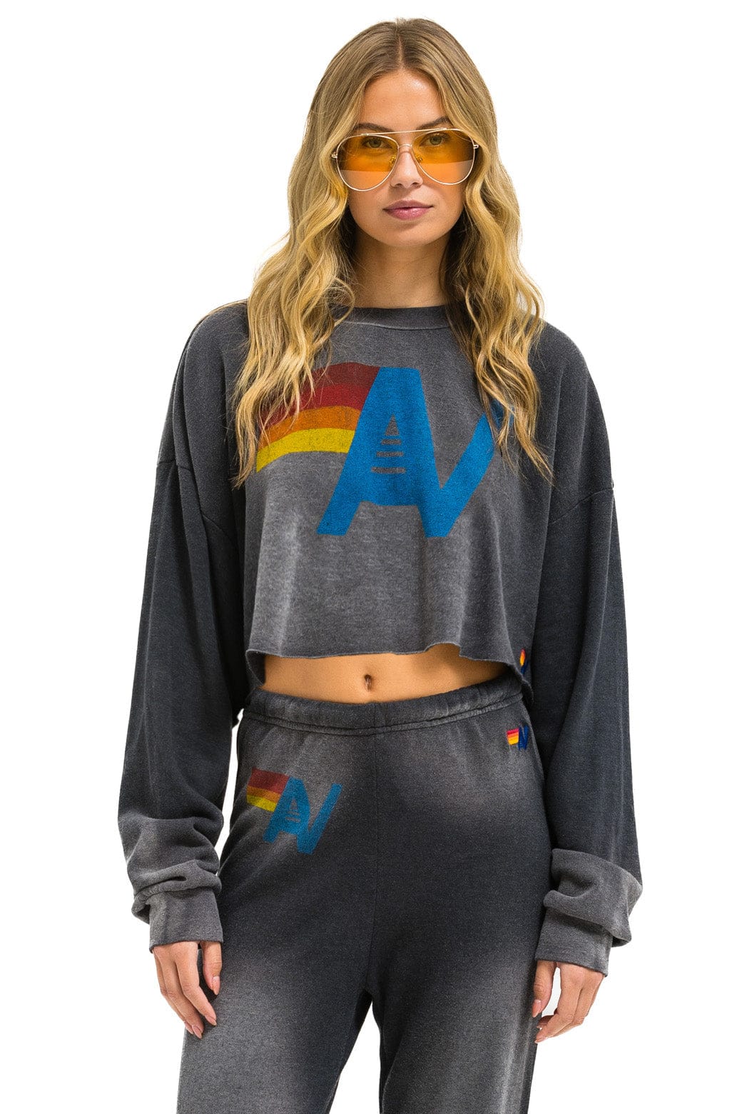 Classic VINTAGE LOGO CROPPED CREW SWEATSHIRT RELAXED - FADED SMOKE