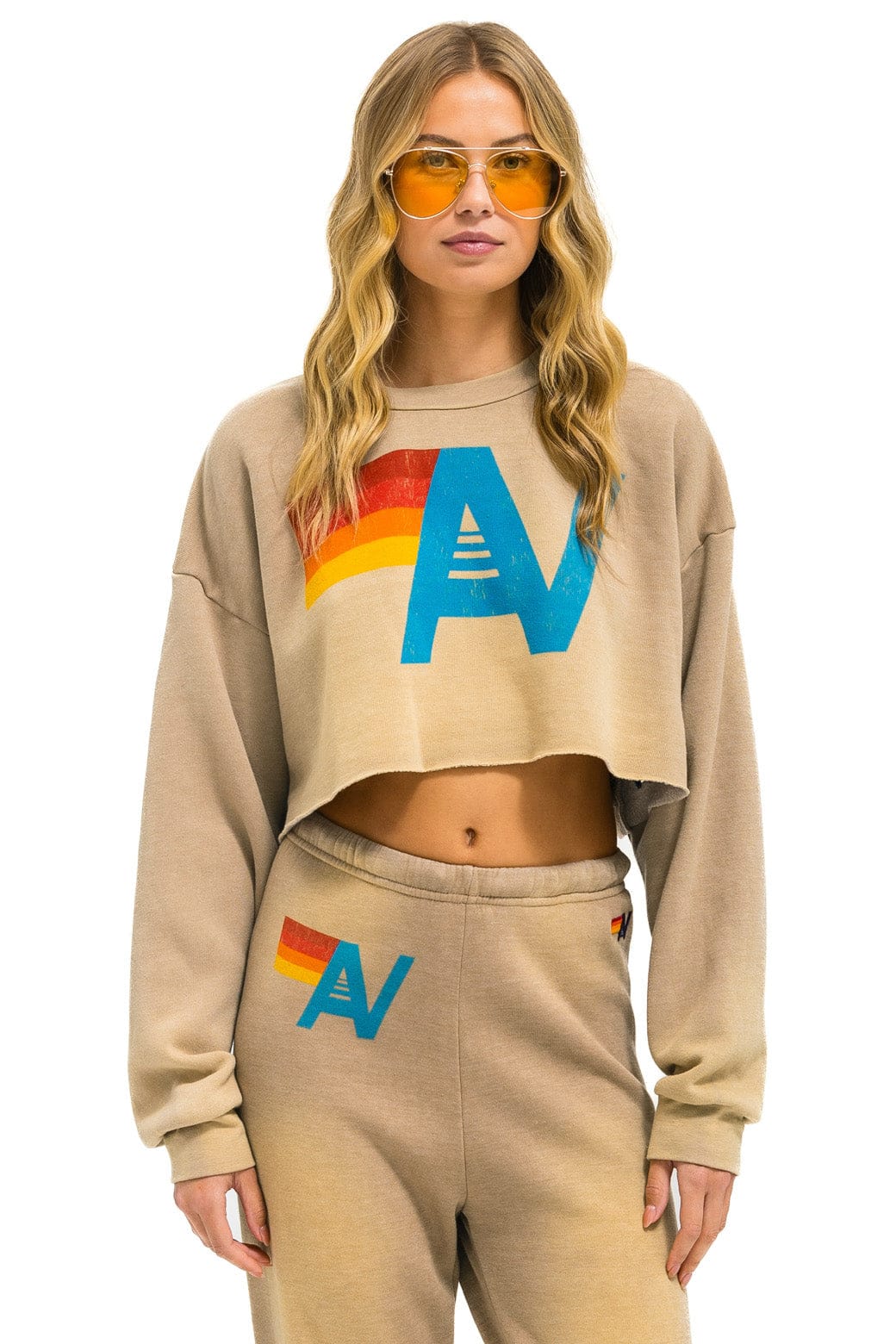 Classic VINTAGE LOGO CROPPED CREW SWEATSHIRT RELAXED - FADED TAN