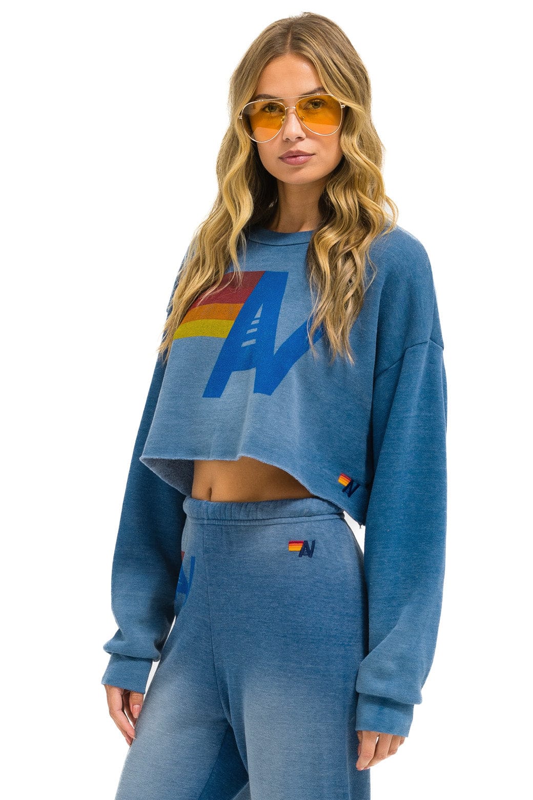 Classic VINTAGE LOGO CROPPED CREW SWEATSHIRT RELAXED - FADED WATER